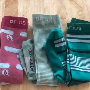 Figs Pink and Green Crew Socks Set